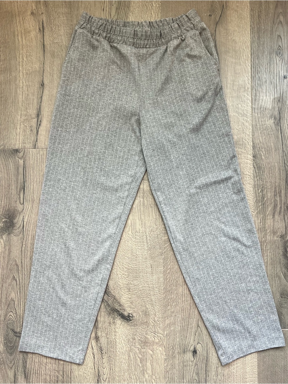 a new day Heather Gray Elastic-Waist pinstripe Trousers